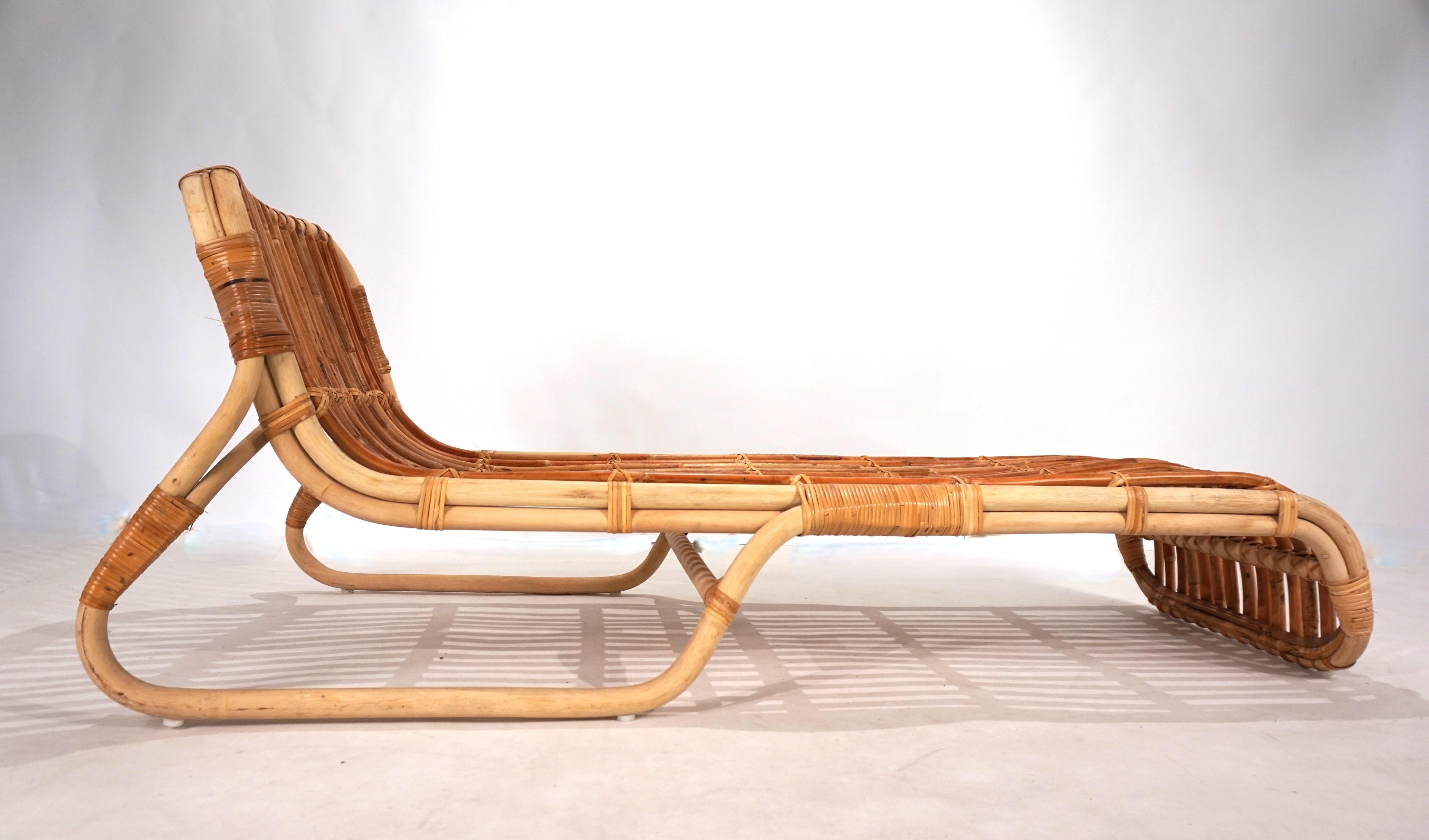 Mid-Century moderno Lettino in bambù, 1970 in vendita