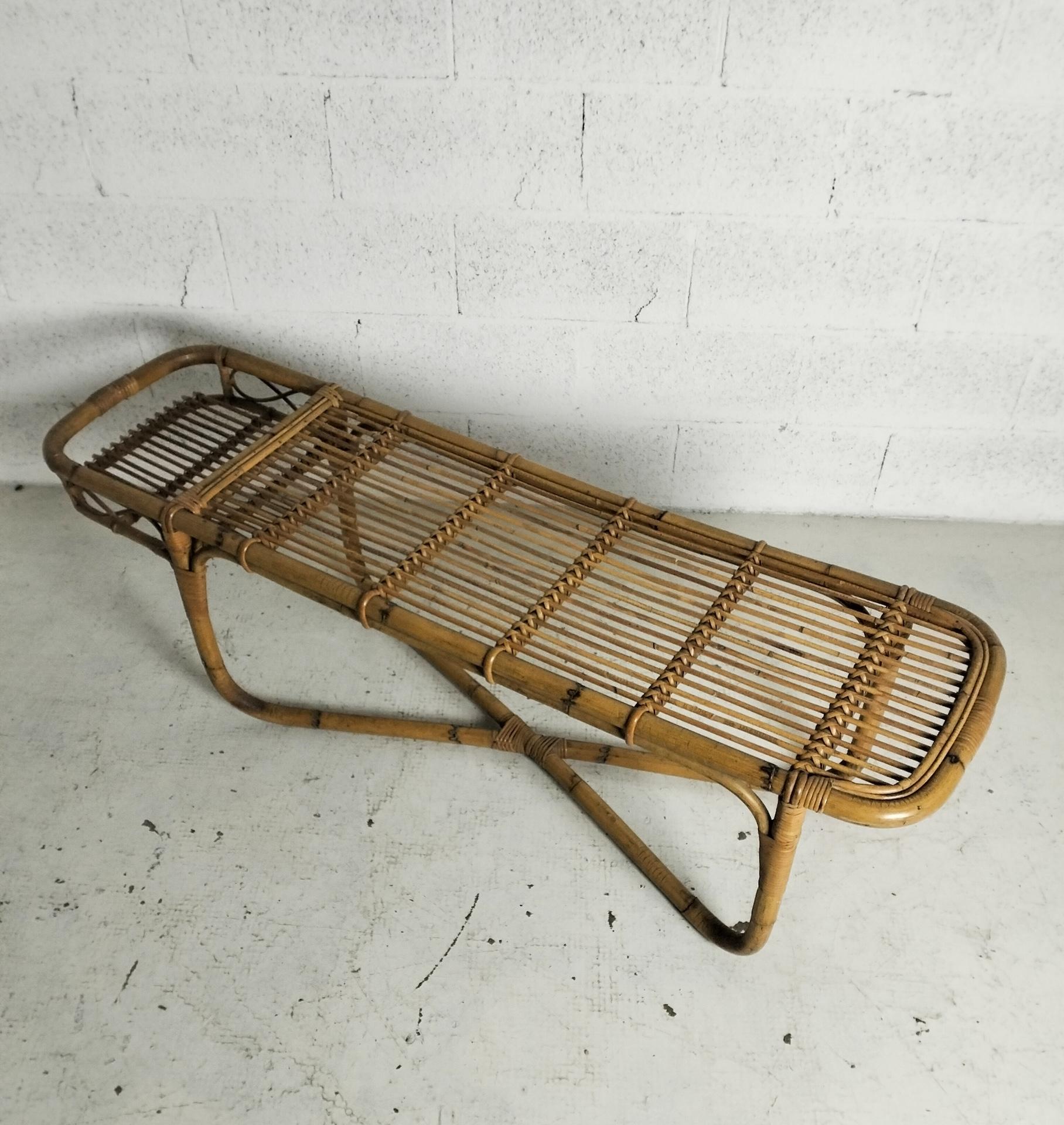 Mid-Century Modern Table de bar basse en bambou 60s en vente