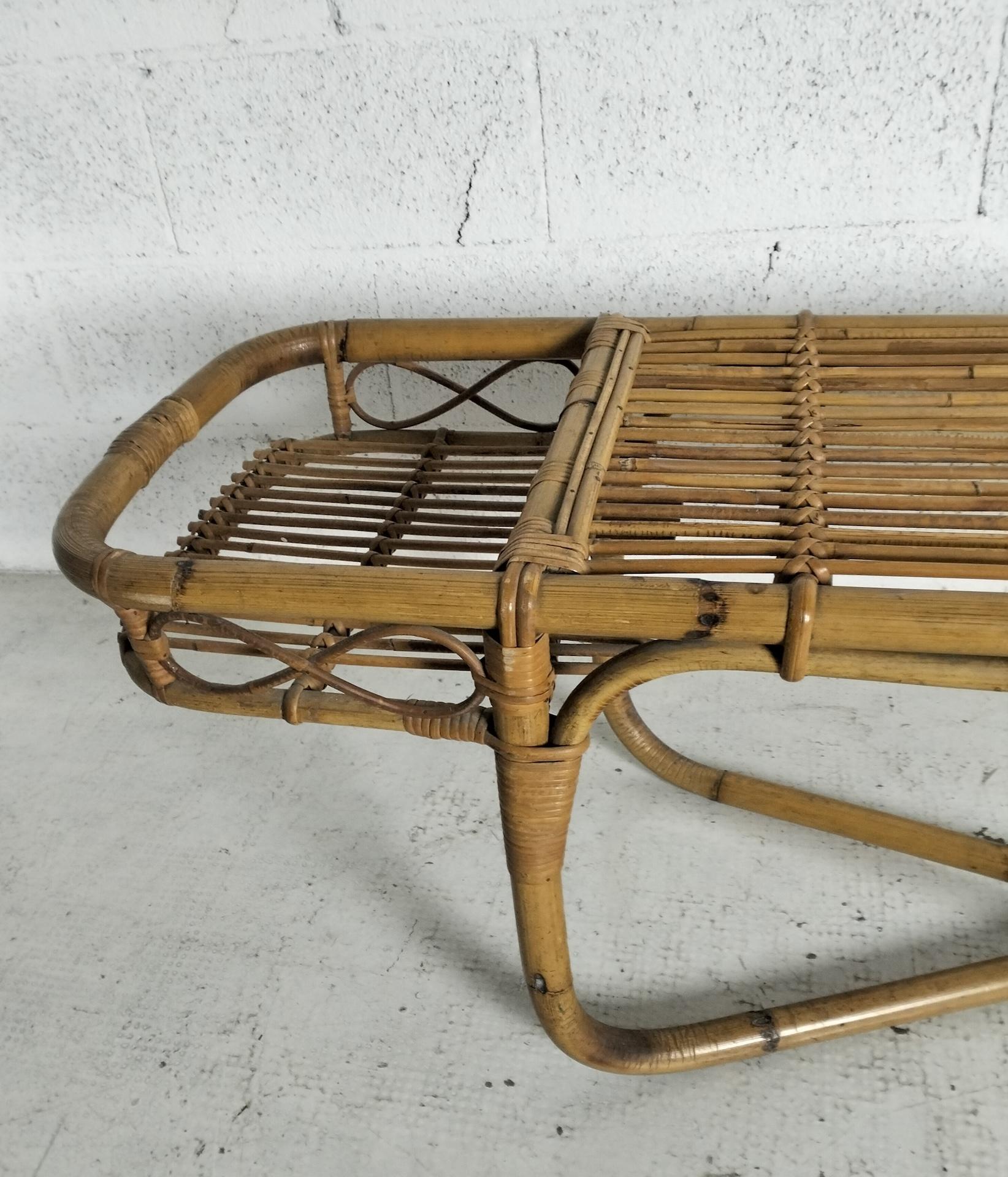 italien Table de bar basse en bambou 60s en vente