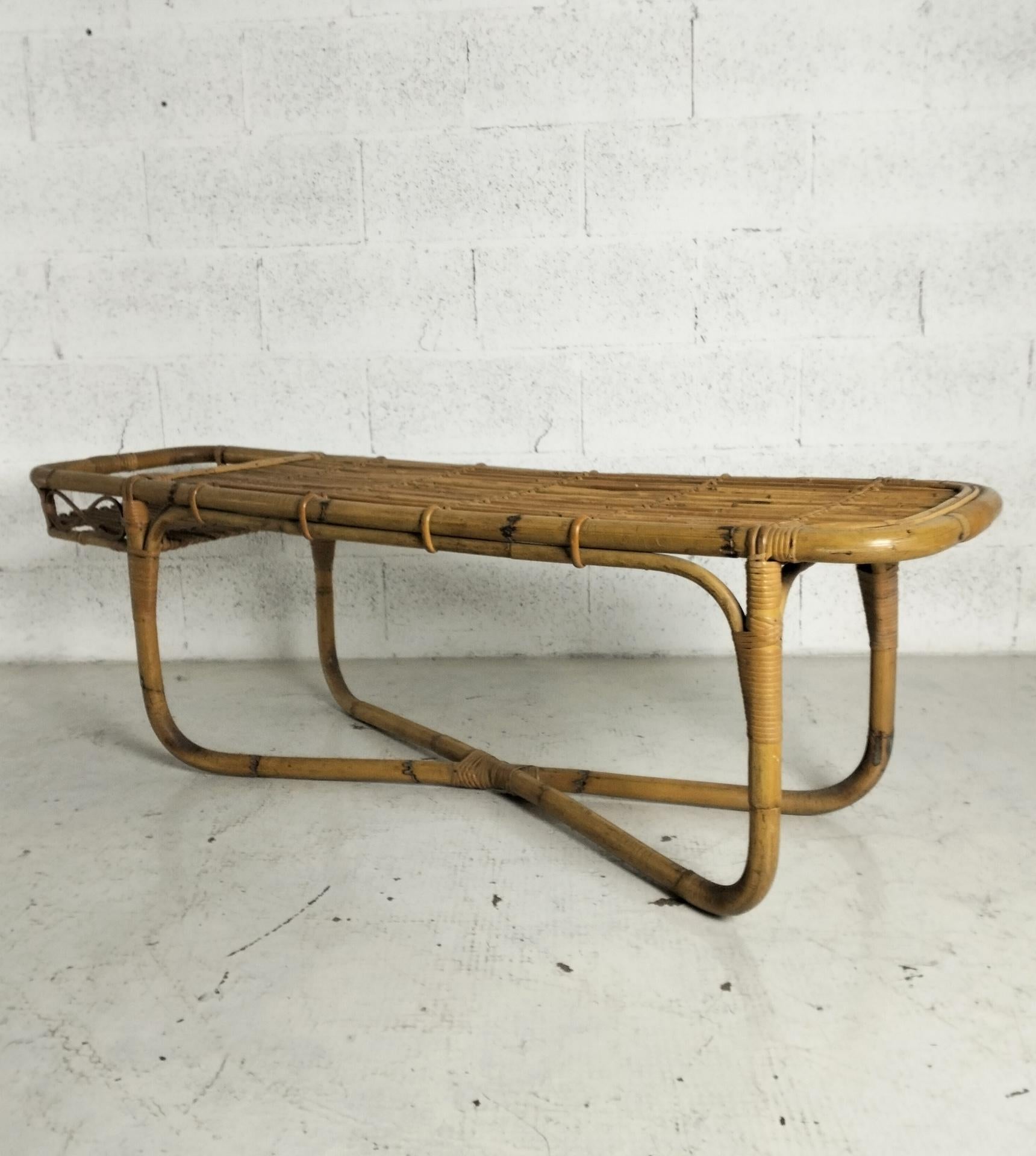 Table de bar basse en bambou 60s Bon état - En vente à Padova, IT
