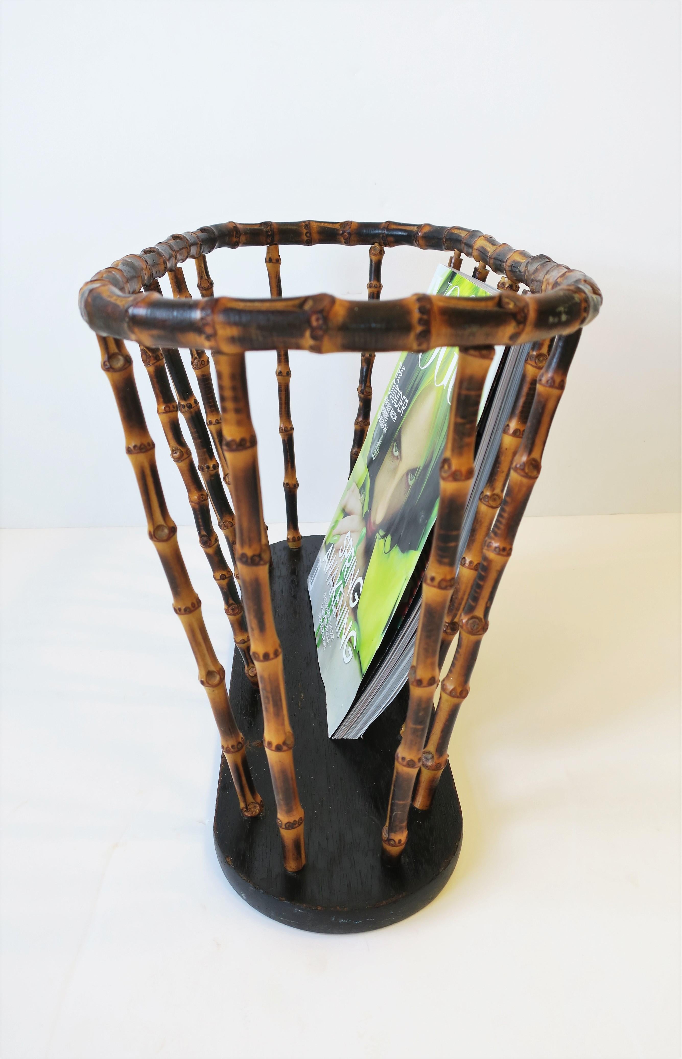 Bamboo Magazine or Newspaper Holder Stand Rack Basket in the style of Gucci 3