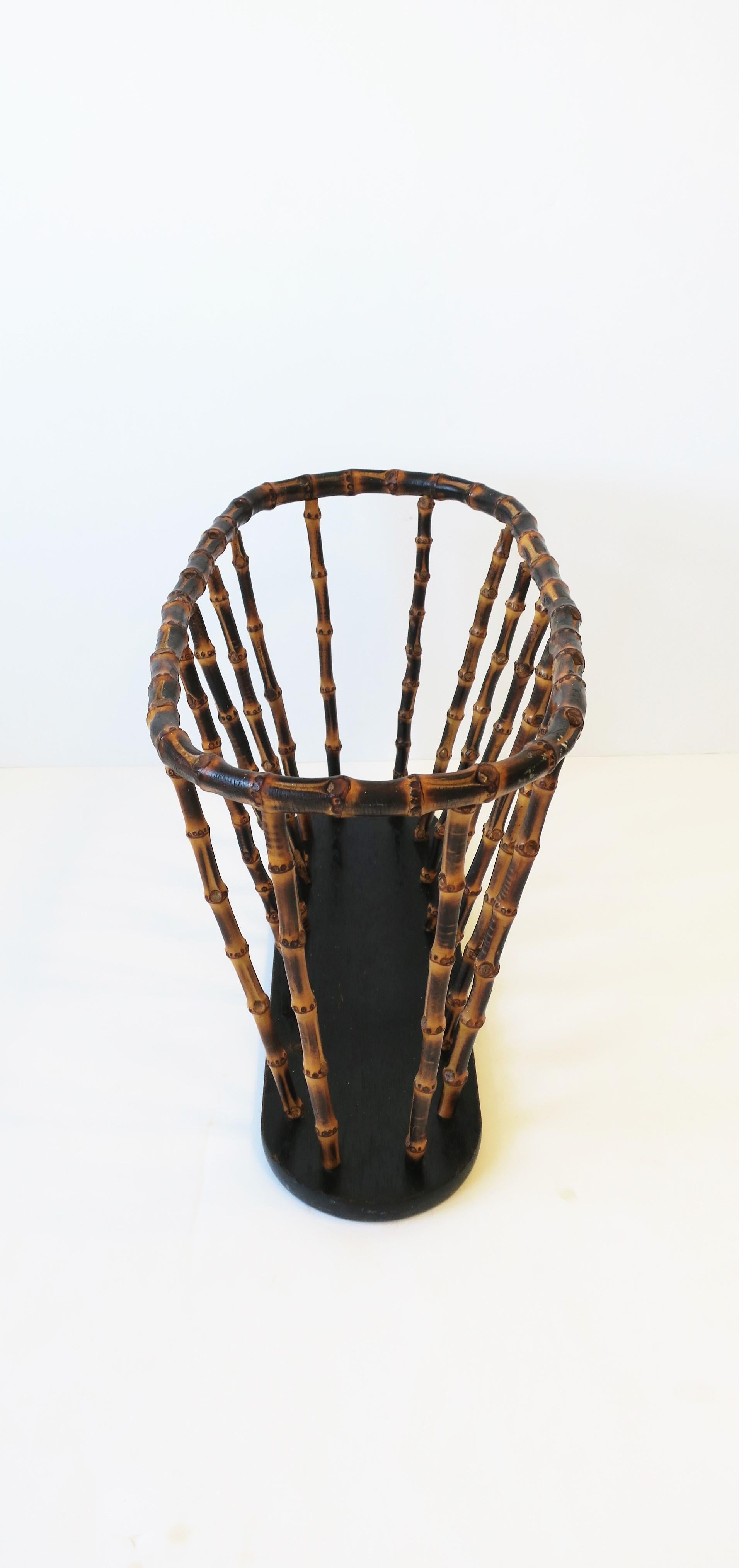 Bamboo Magazine or Newspaper Holder Stand Rack Basket in the style of Gucci 1