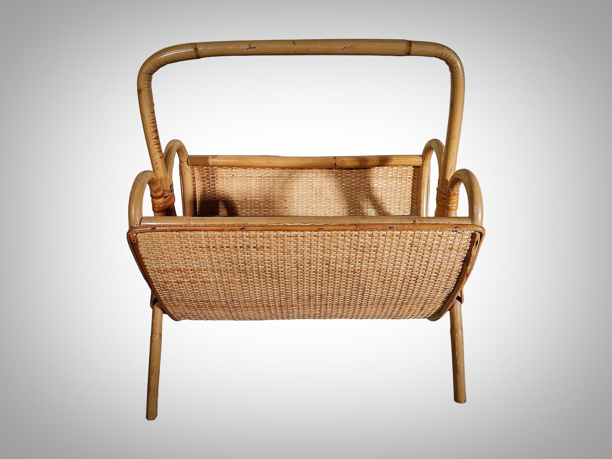 Bamboo Magazine Rack from the 1950s For Sale 2