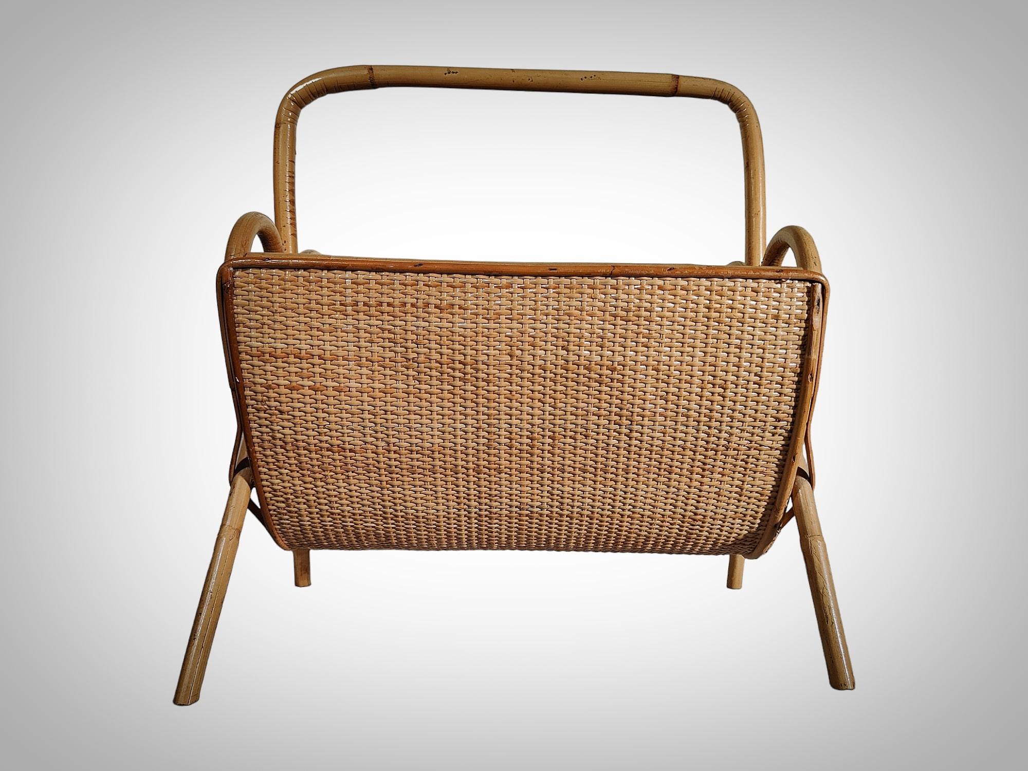 Bamboo Magazine Rack from the 1950s For Sale 3