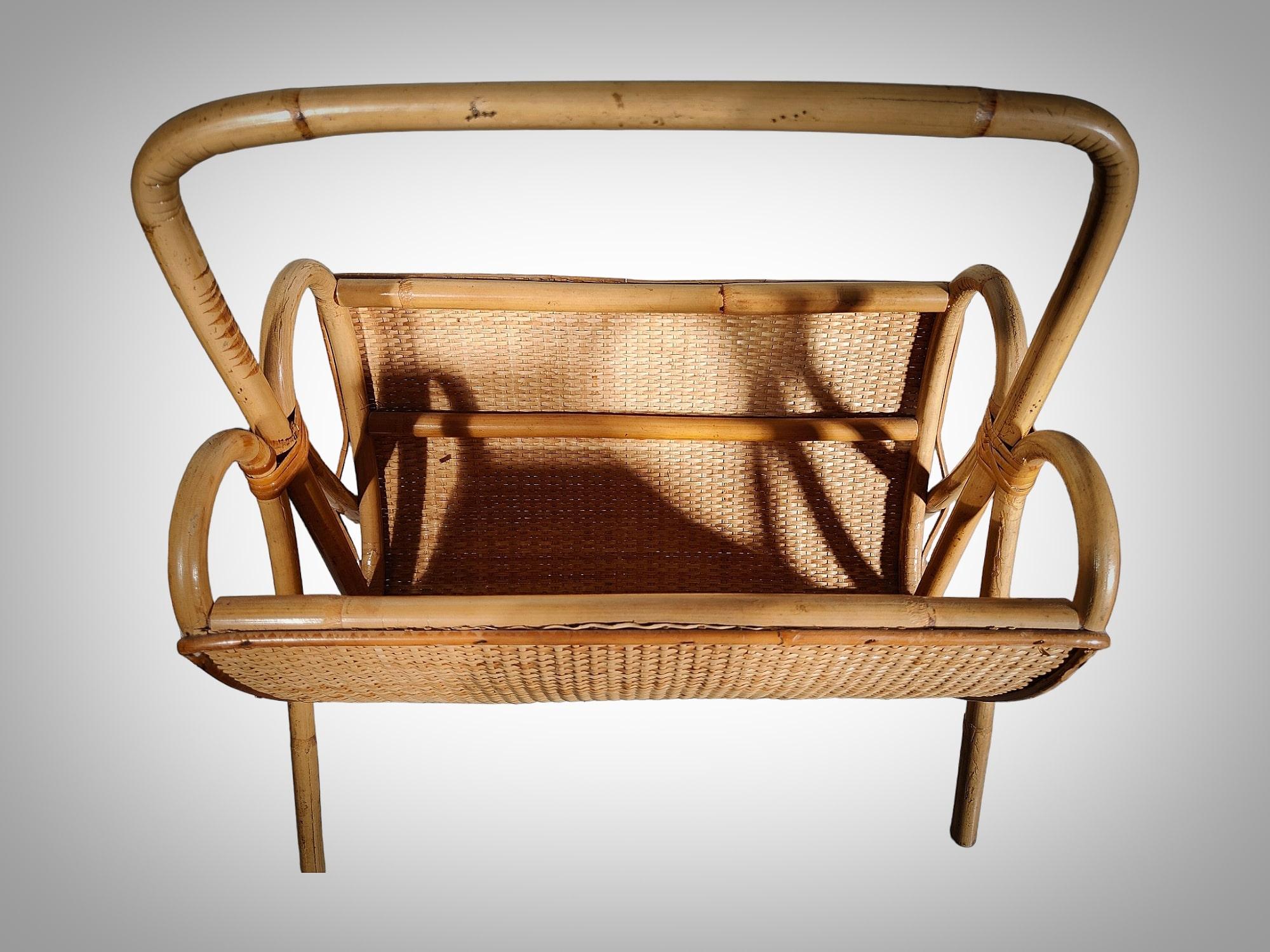 Bamboo Magazine Rack from the 1950s For Sale 4