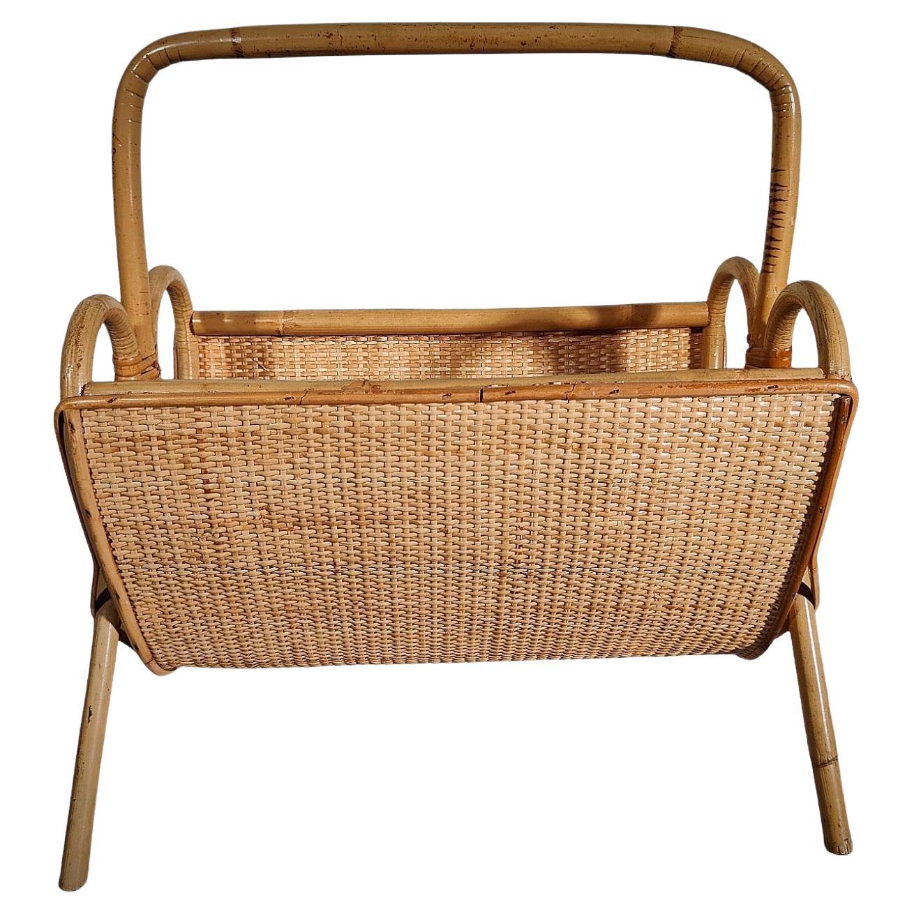 Bamboo Magazine Rack from the 1950s For Sale