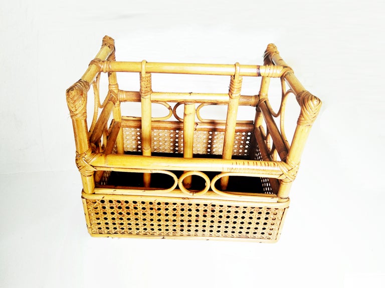 Bamboo Magazine Rack or Multipurpose Rack Midcentury For Sale at 1stDibs