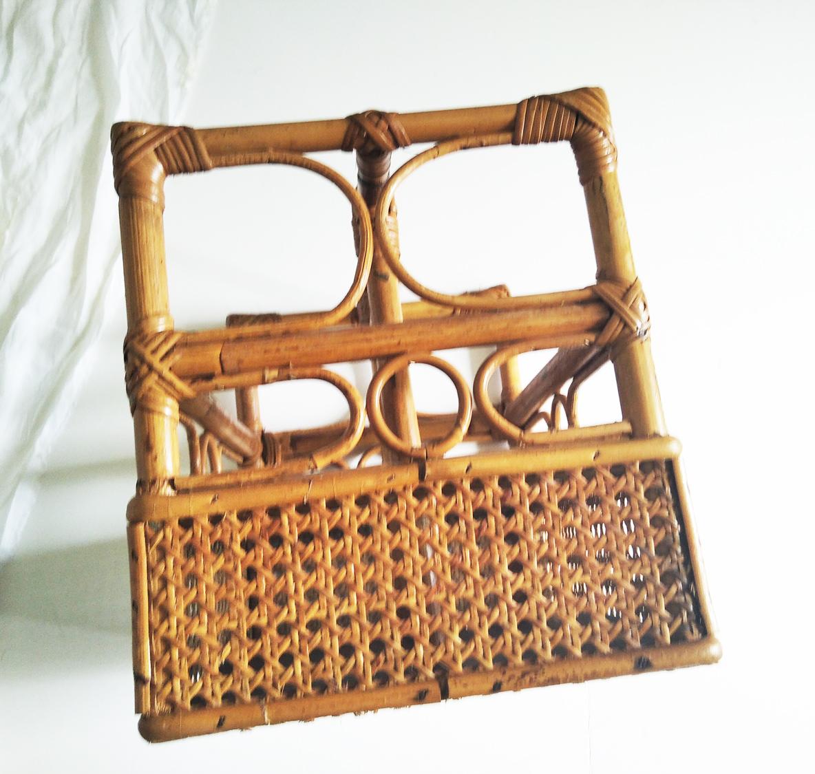 20th Century Bamboo Magazine Rack or Multipurpose Rack Midcentury For Sale