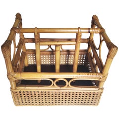 Bamboo Magazine Rack or Multipurpose Rack Midcentury