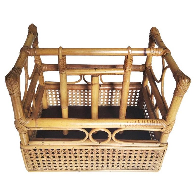 Bamboo Magazine Rack or Multipurpose Rack Midcentury For Sale at 1stDibs