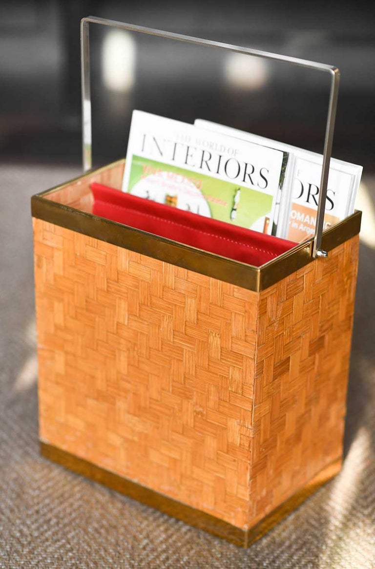 Bamboo Magazine Rack with Brass Details, Italian Production, 1980 For ...