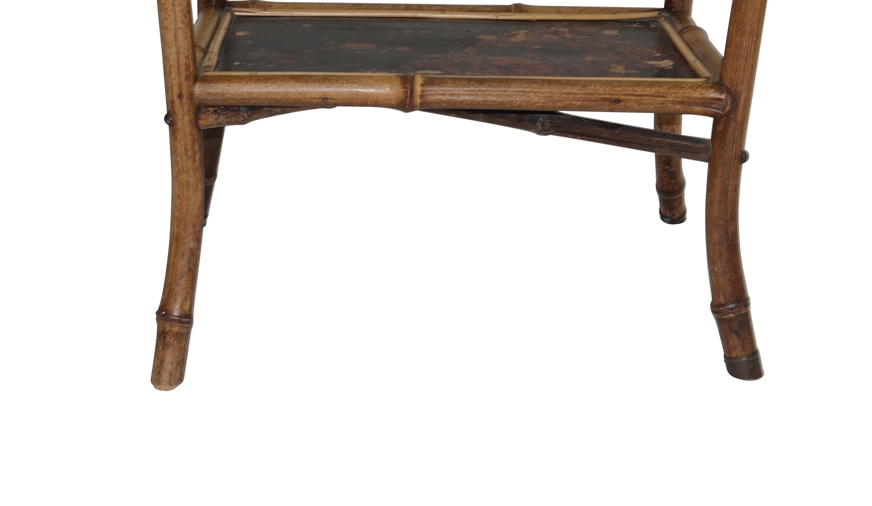 Bamboo Magazine Rack with Lacquer Panels, 19th Century For Sale 3