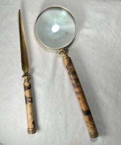 Bamboo Magnifying Glass and Letter Opener Desk Set.