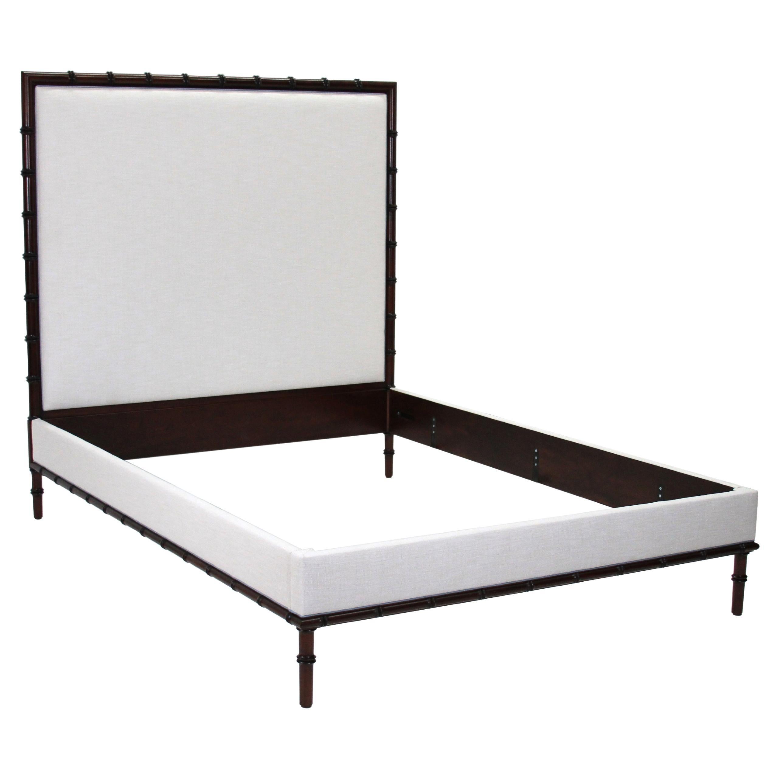 Bamboo Mahogany Upholstered Bed by Scott James Furniture For Sale