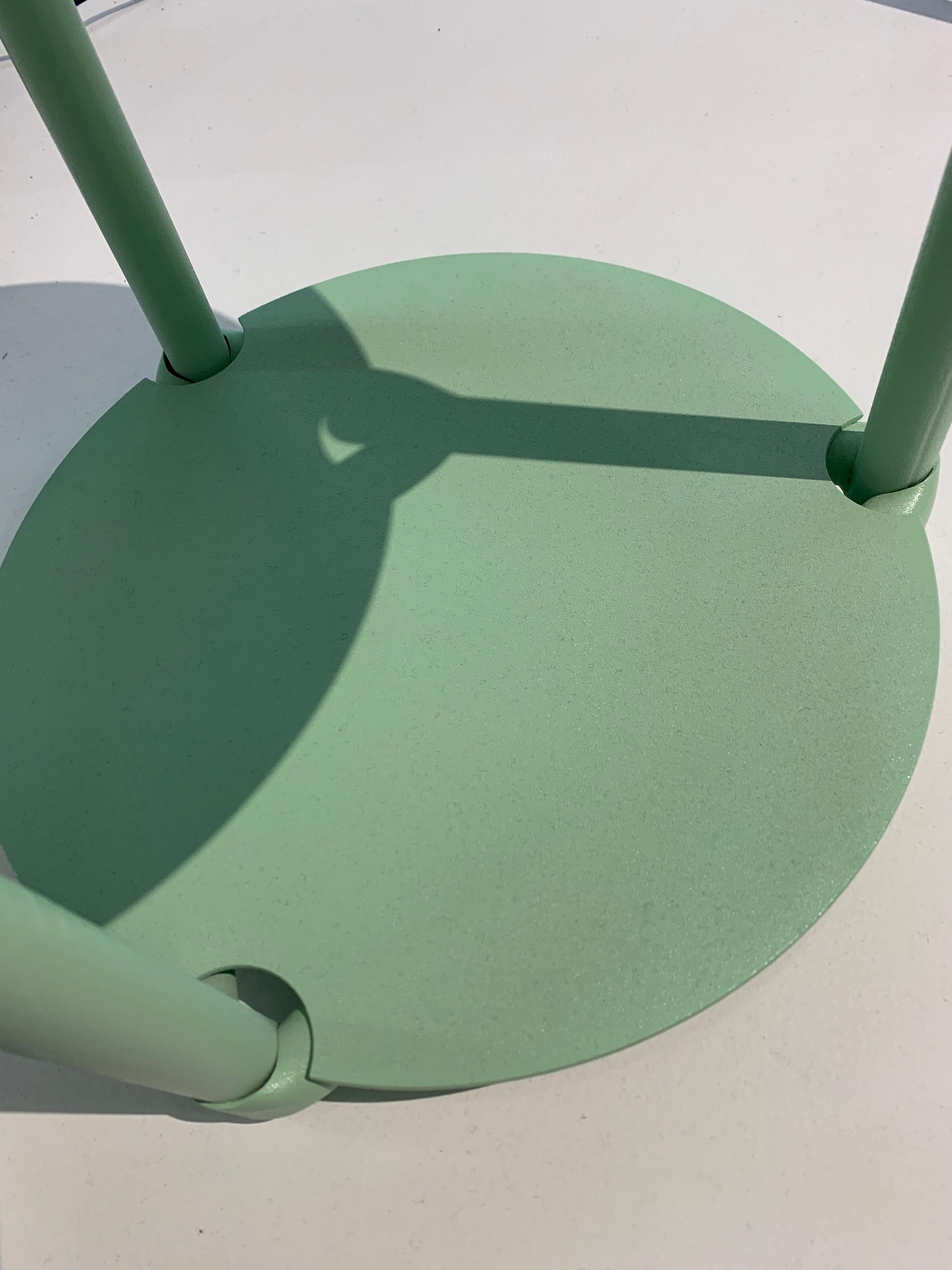 Modern Bamboo Metal, Circle, from Cadenza, powder-coated jade, In Stock For Sale