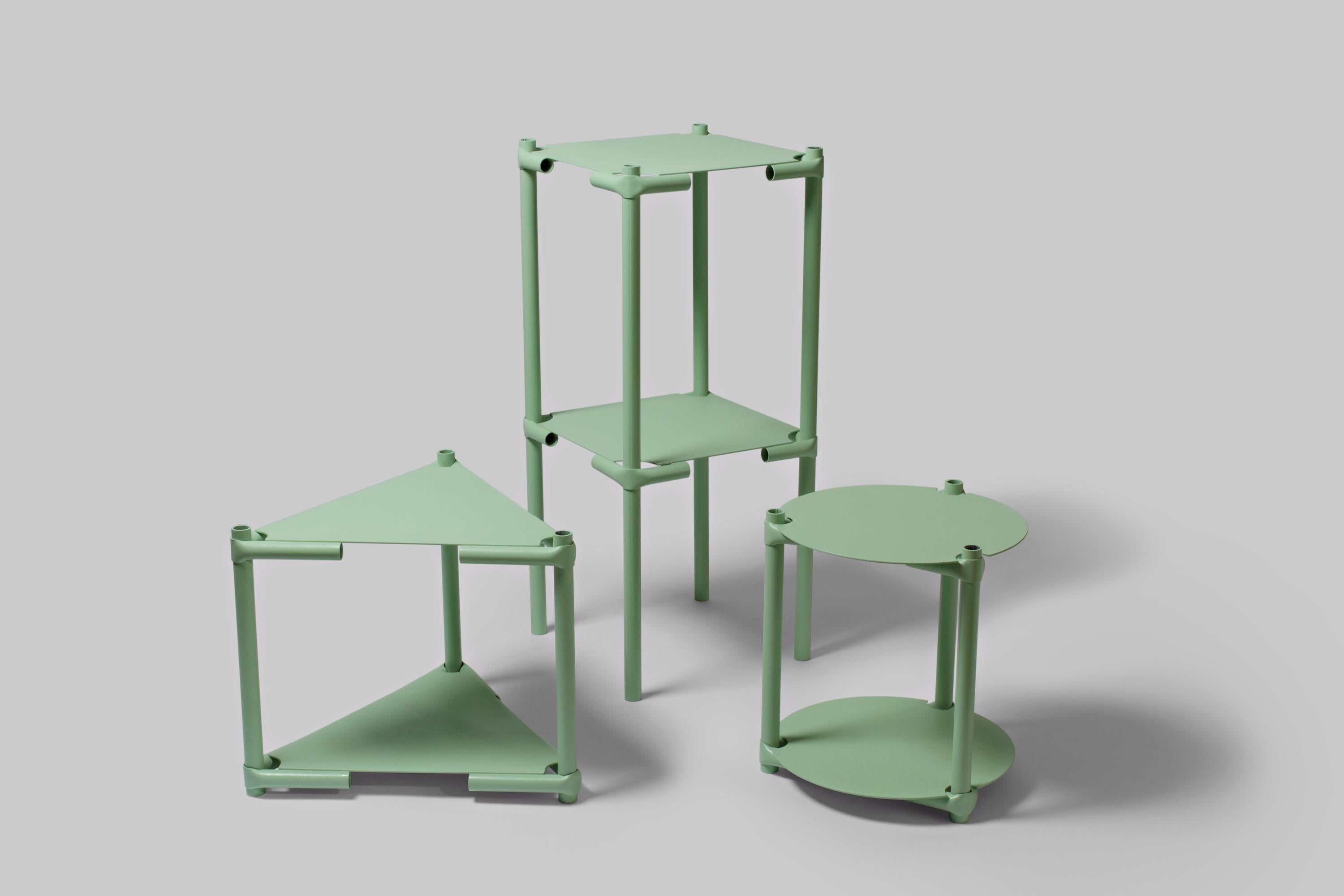 American Bamboo Metal, Circle, from Cadenza, powder-coated jade, In Stock For Sale