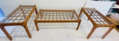Reduced- Bamboo Mid Century Modern 3 pcs Tables Set Coffee Side Tables