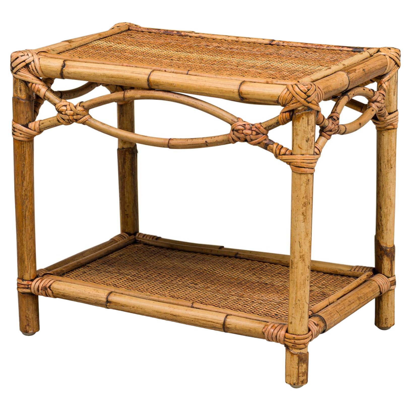 Bamboo Mid-Century small rectangular end / occasional table For Sale