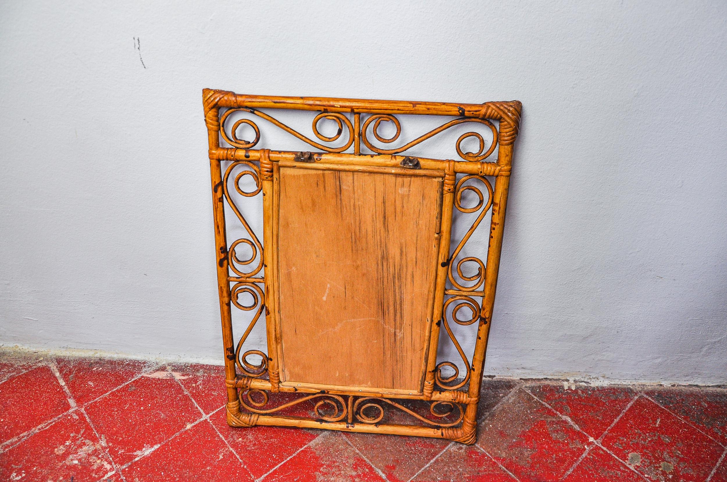 Espejo de bambú de Franco Albini para Bonacina, Italia 1960 mediados del siglo XX en venta