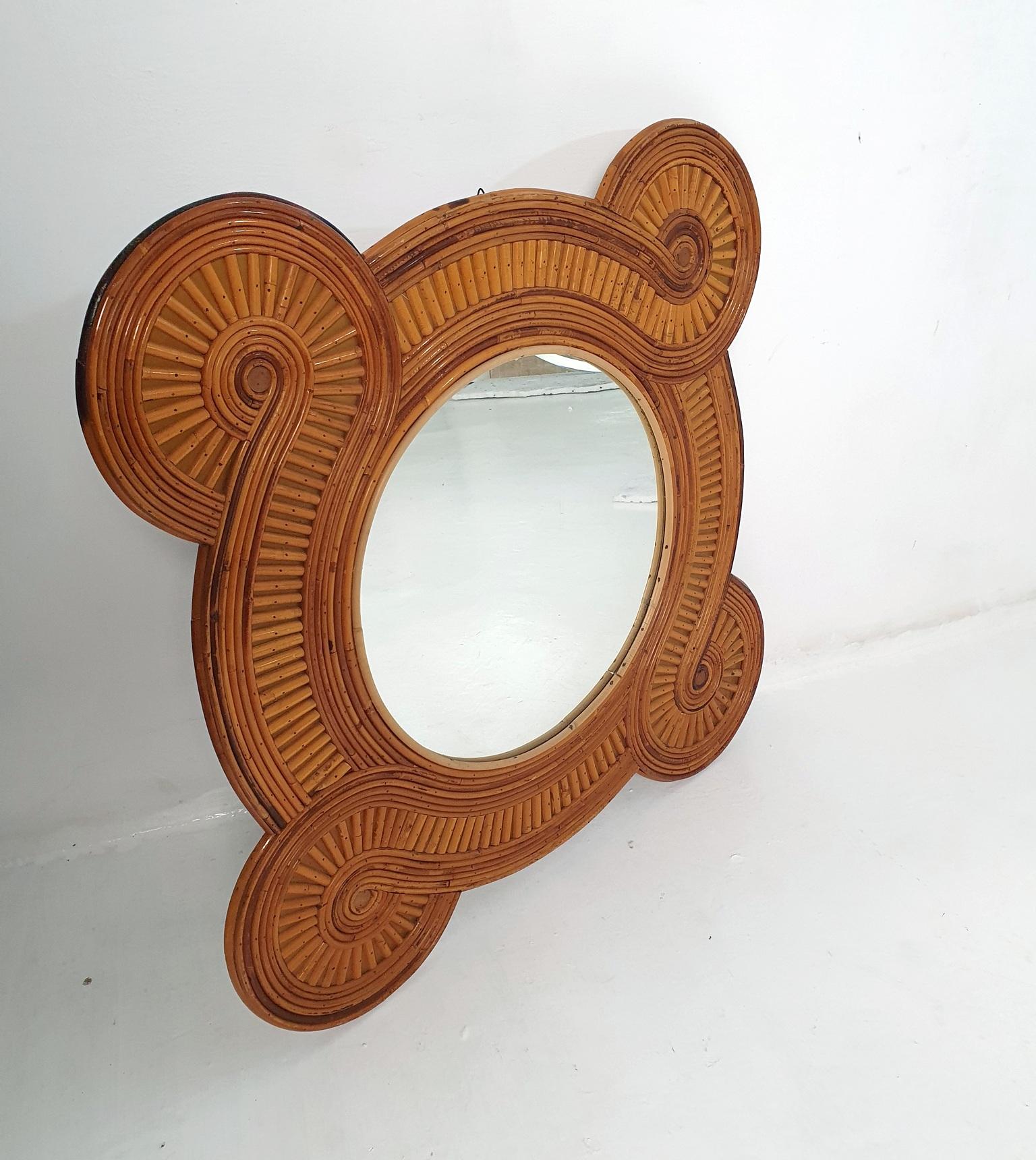 20th Century Bamboo Mirror by Vivai del Sud Italy, 1960s