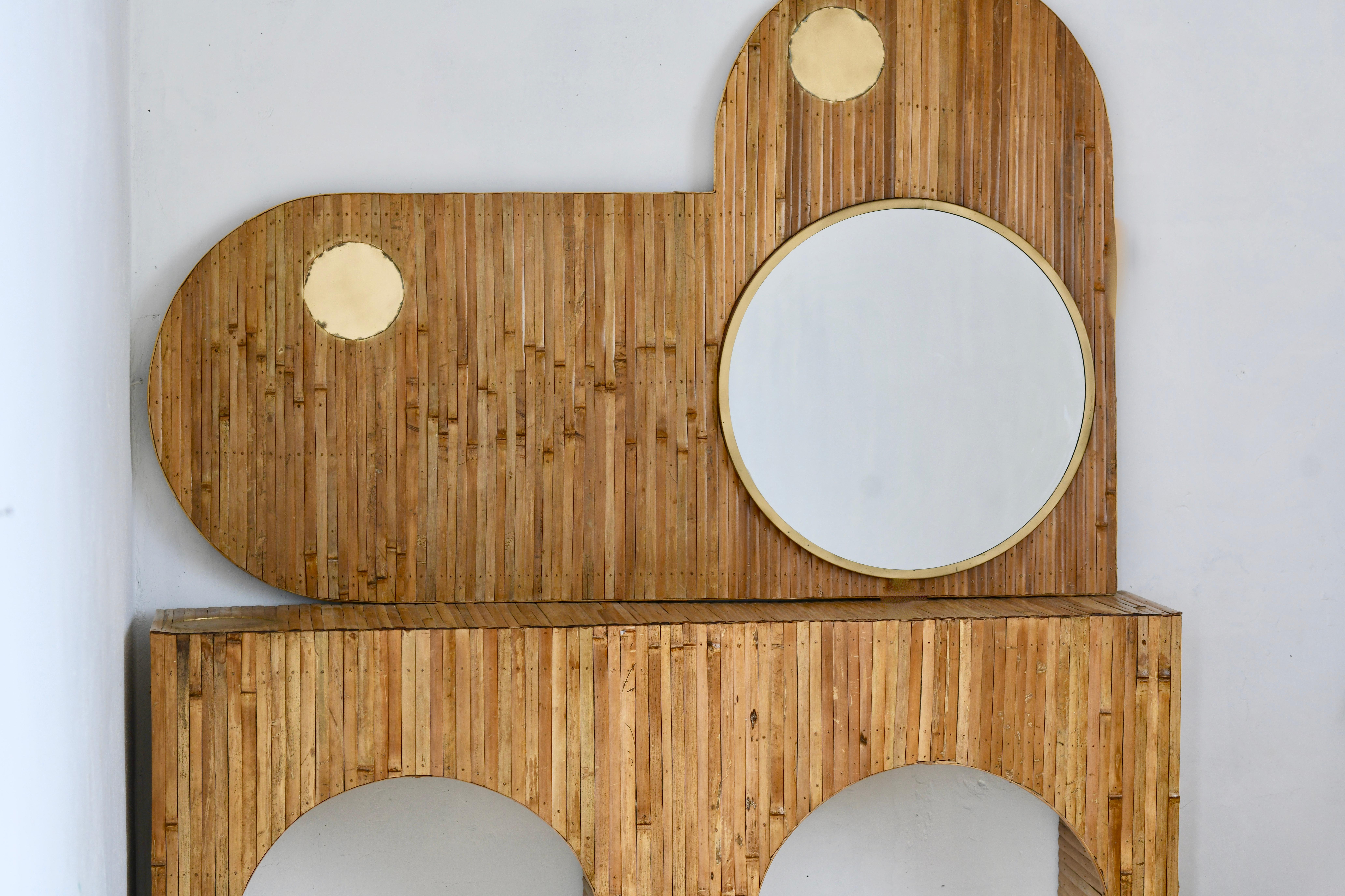  Bambus-Spiegel im Stil der Jahrhundertmitte (Philippinisch) im Angebot