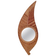 Bamboo Mirror Shaped Leaf, circa 1970, Italy