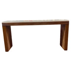 Bamboo Mitered Sides, White Marble Top Console, Italy, Mid Century