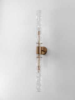 Bamboo, Modern Wall Lamp Brushed Bronze Metal Frame, Transparent Murano Glass