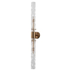 Bamboo, Modern Wall Lamp Brushed Bronze Metal Frame, Transparent Murano Glass