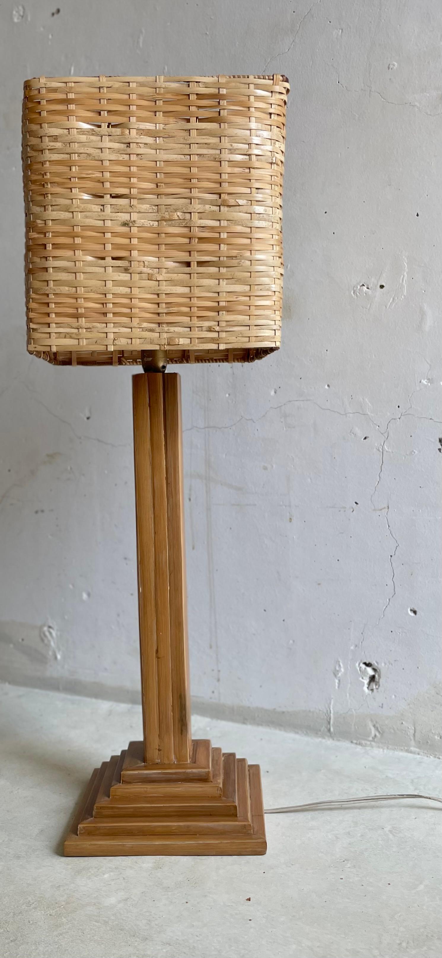 Parqueterie Lampe de table moderniste en bambou style Peter Blake en vente