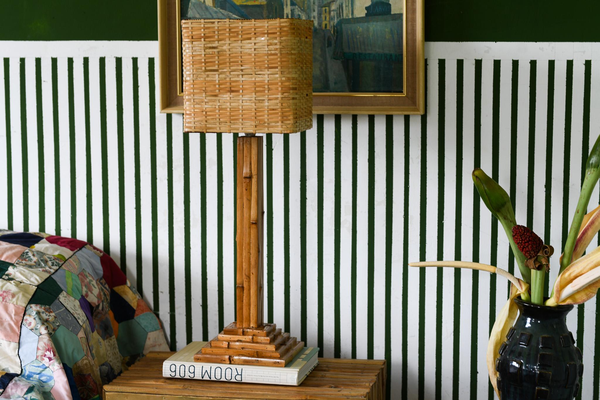Bamboo Modernist Table Lamp Peter Blake Style In Good Condition For Sale In Oxford, GB