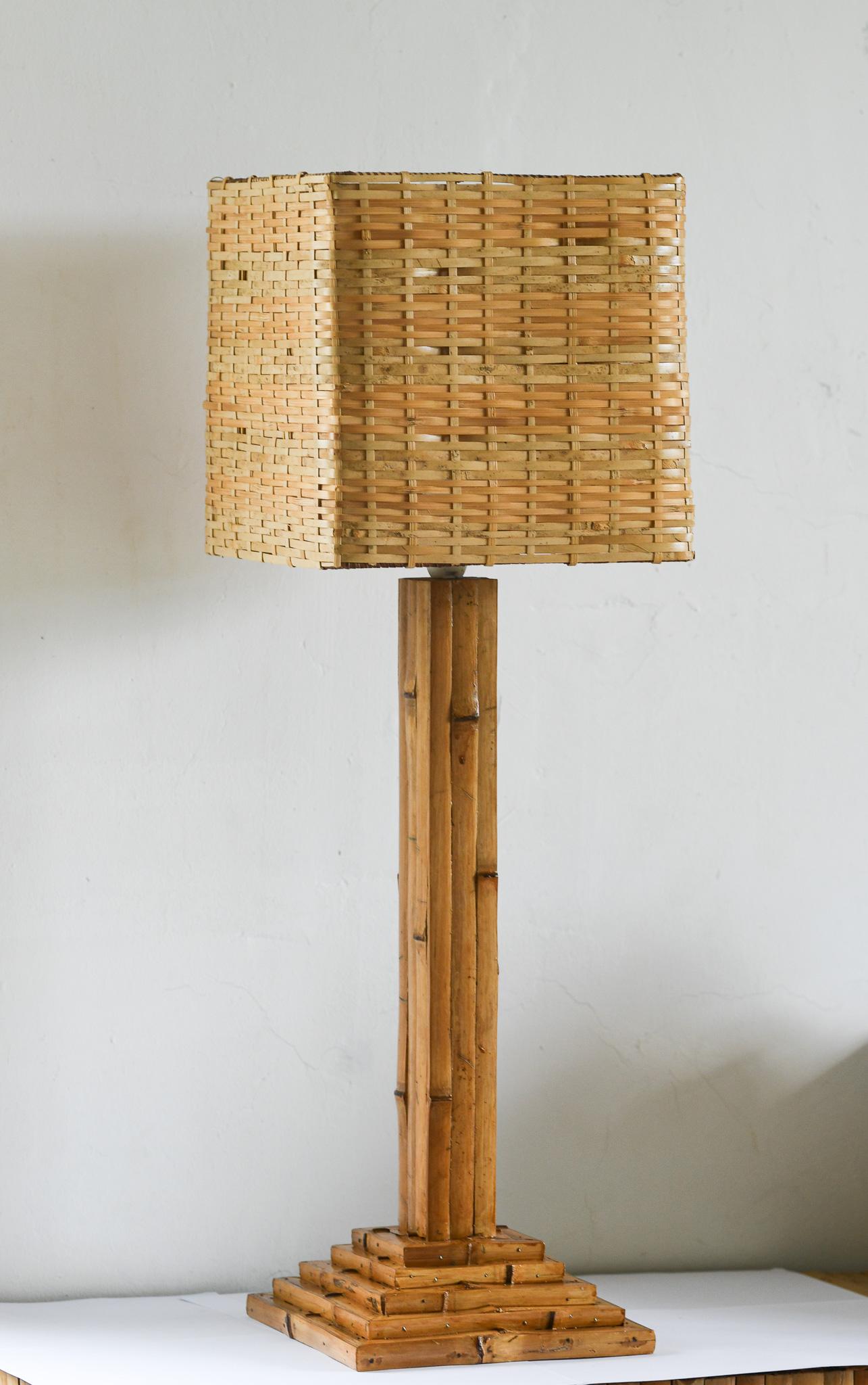 Bamboo Modernist Table Lamp Peter Blake Style For Sale 1
