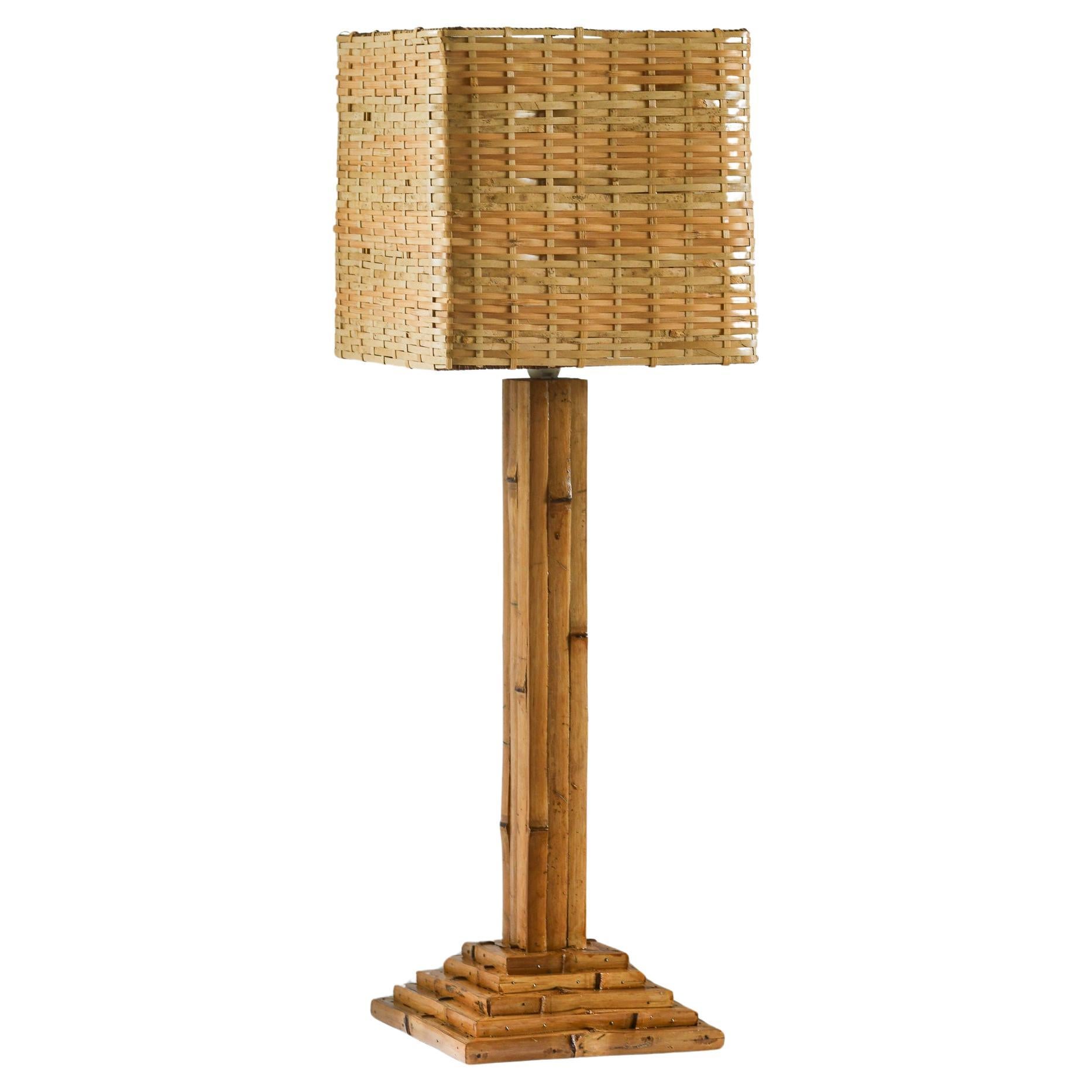 Bamboo Modernist Table Lamp Peter Blake Style For Sale