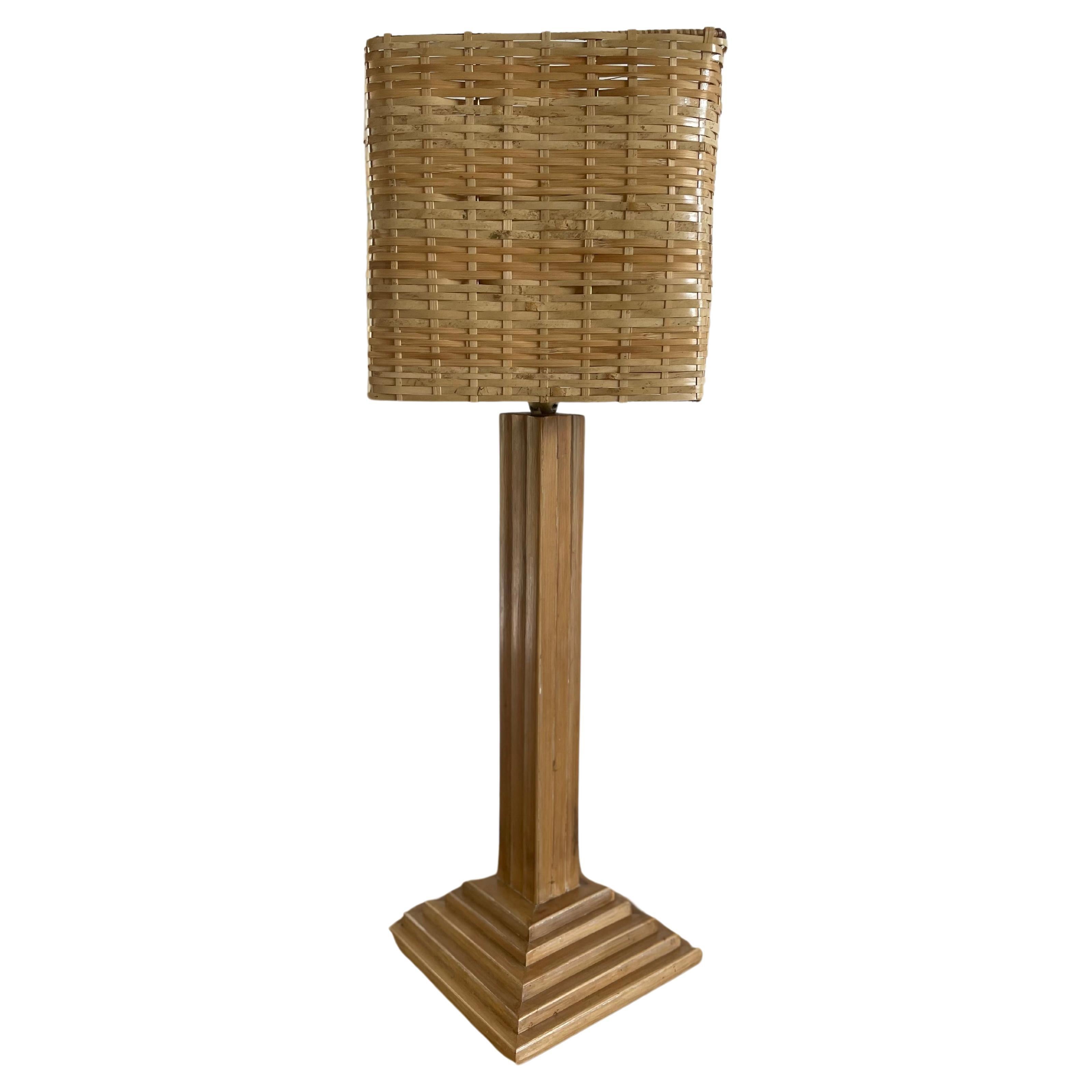 Bamboo modernist table lamp Peter Blake style For Sale