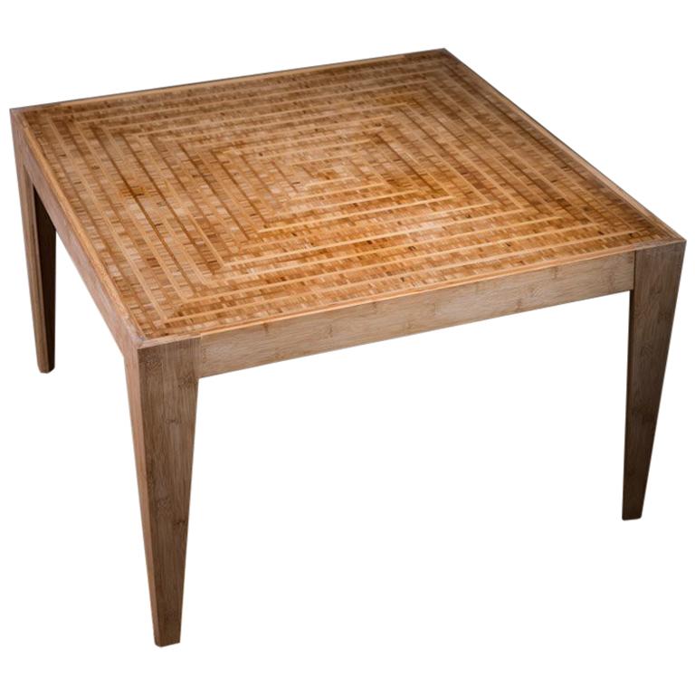 Bamboo Mosaic Table with Liquid Acrylic Resin Finish For Sale
