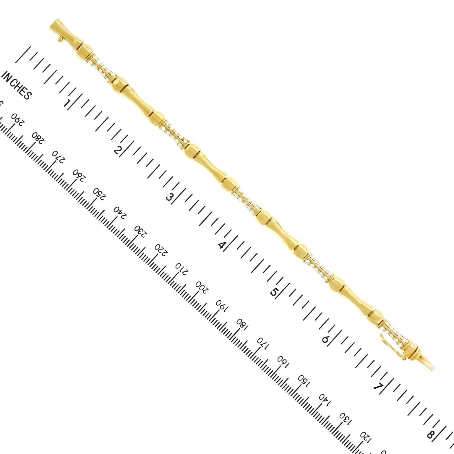 Bamboo Motif Diamond Set Gold Bracelet 2
