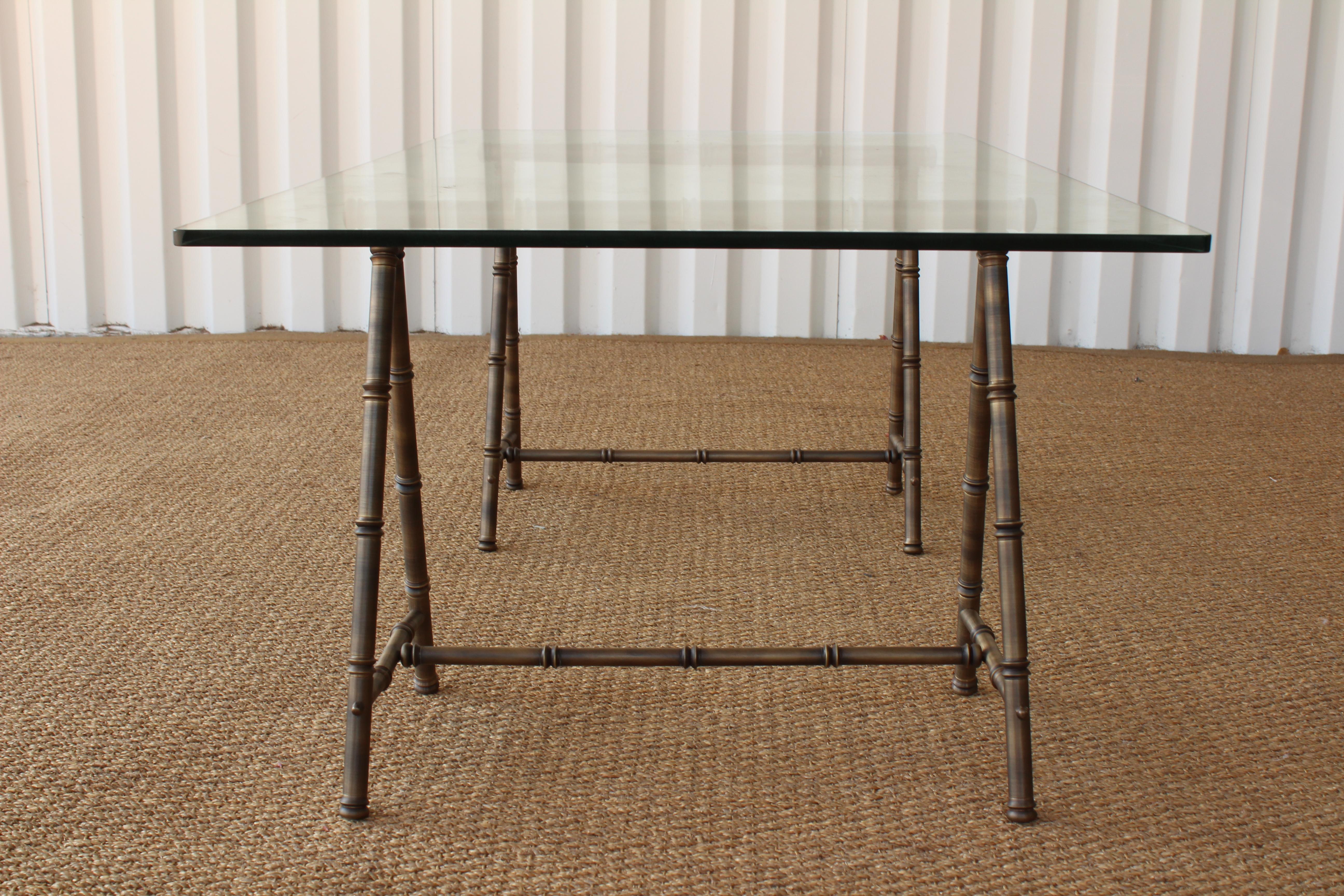 Bamboo Motif Trestle Base Coffee Table, Italy, 1960s 1