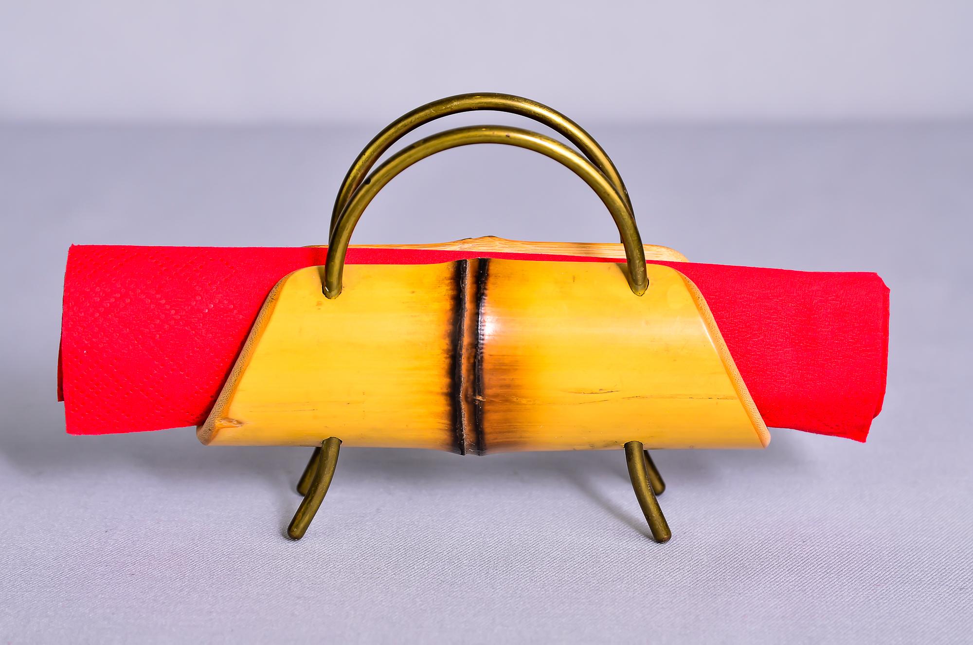 Bamboo napkin holder, circa 1950s
Original condition.