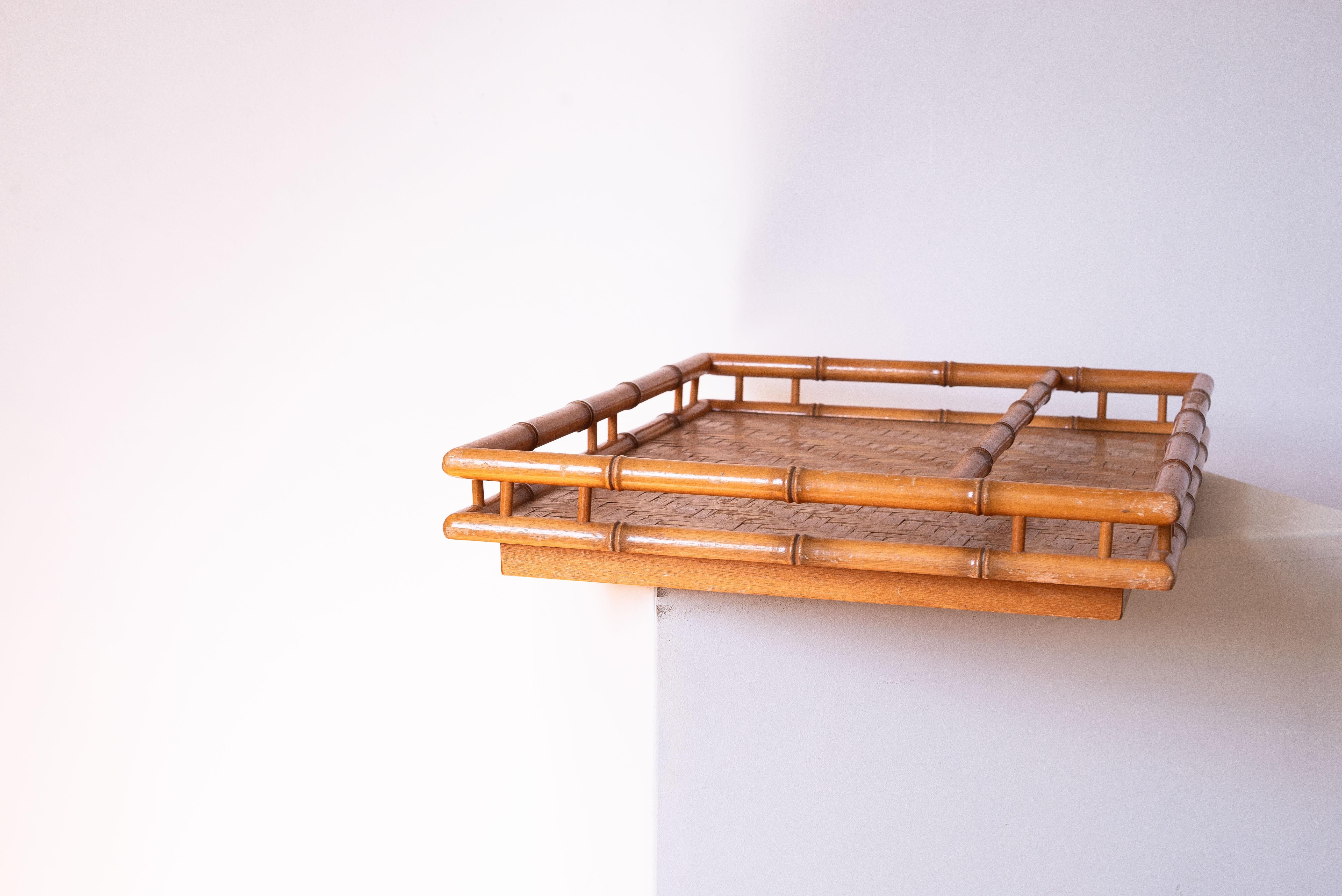 Serviertablett aus Bambus und Eiche - Frühstückstablett - Mid-Century Modern, Frankreich 1960s im Angebot 2