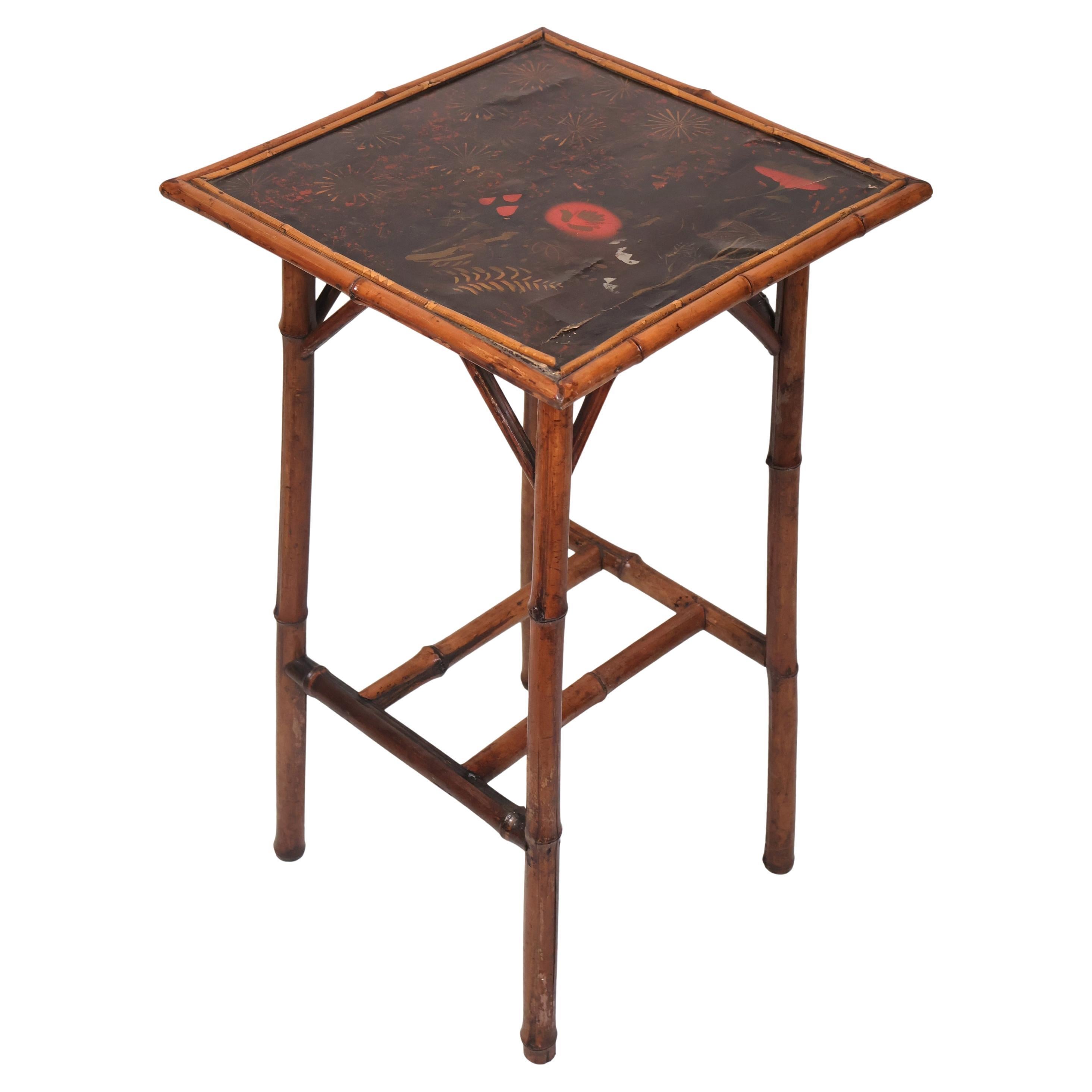 Bamboo Occasional Table with Lacquered Top, English, ca. 1880