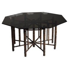 Mesa de centro octogonal de bambú de los años 80