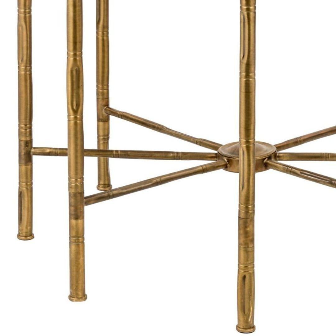 Italian Bamboo Octagonal Side Table with Glass Top, Natural Finish For Sale