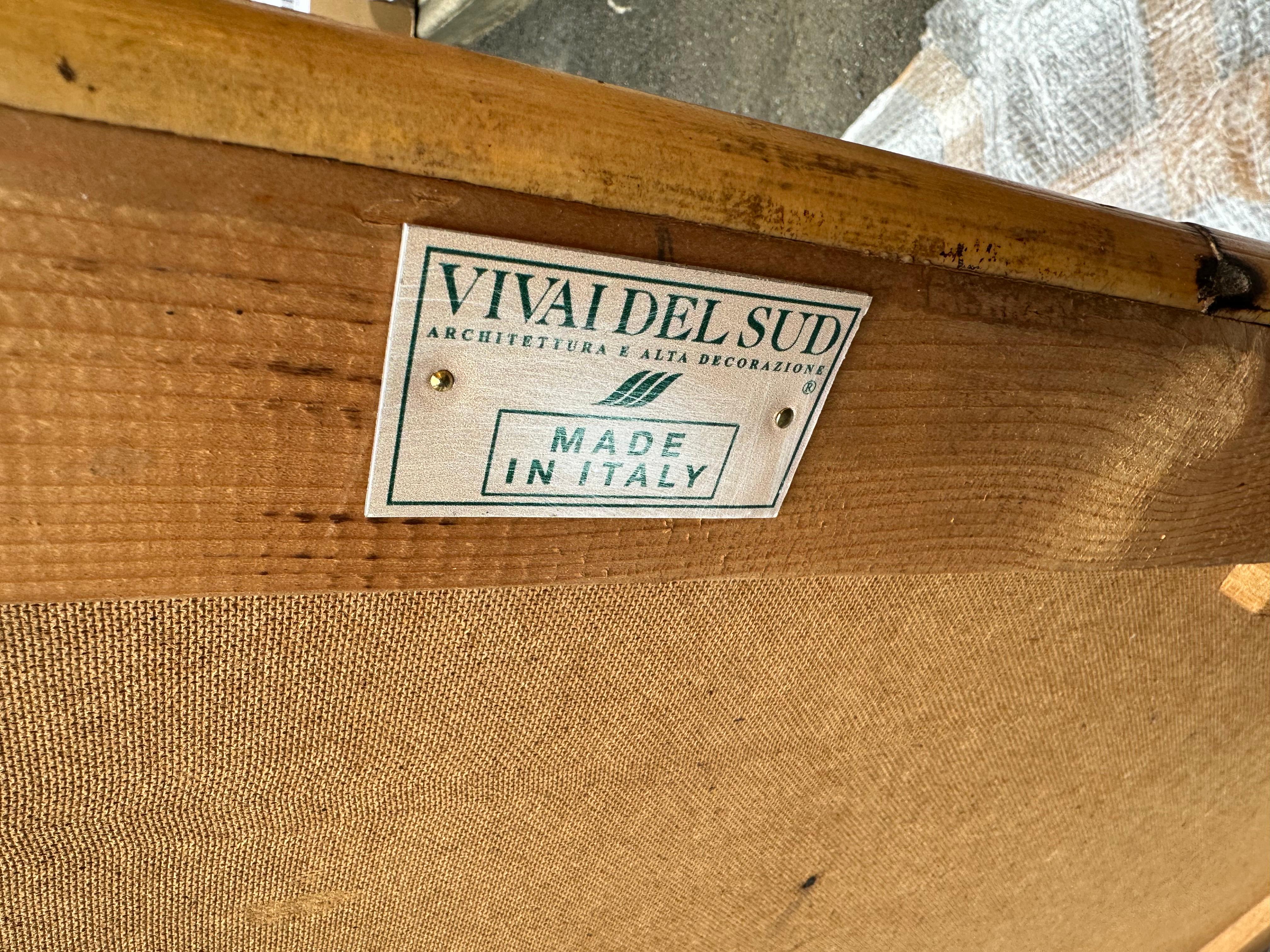 Miroir octogonal perlé en bambou de Vivai Del Sud. Italie, 1970 en vente 7