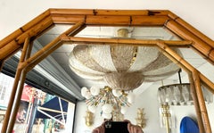 Bamboo Octogonal Beaded Mirror by Vivai Del Sud. Italy, 1970s