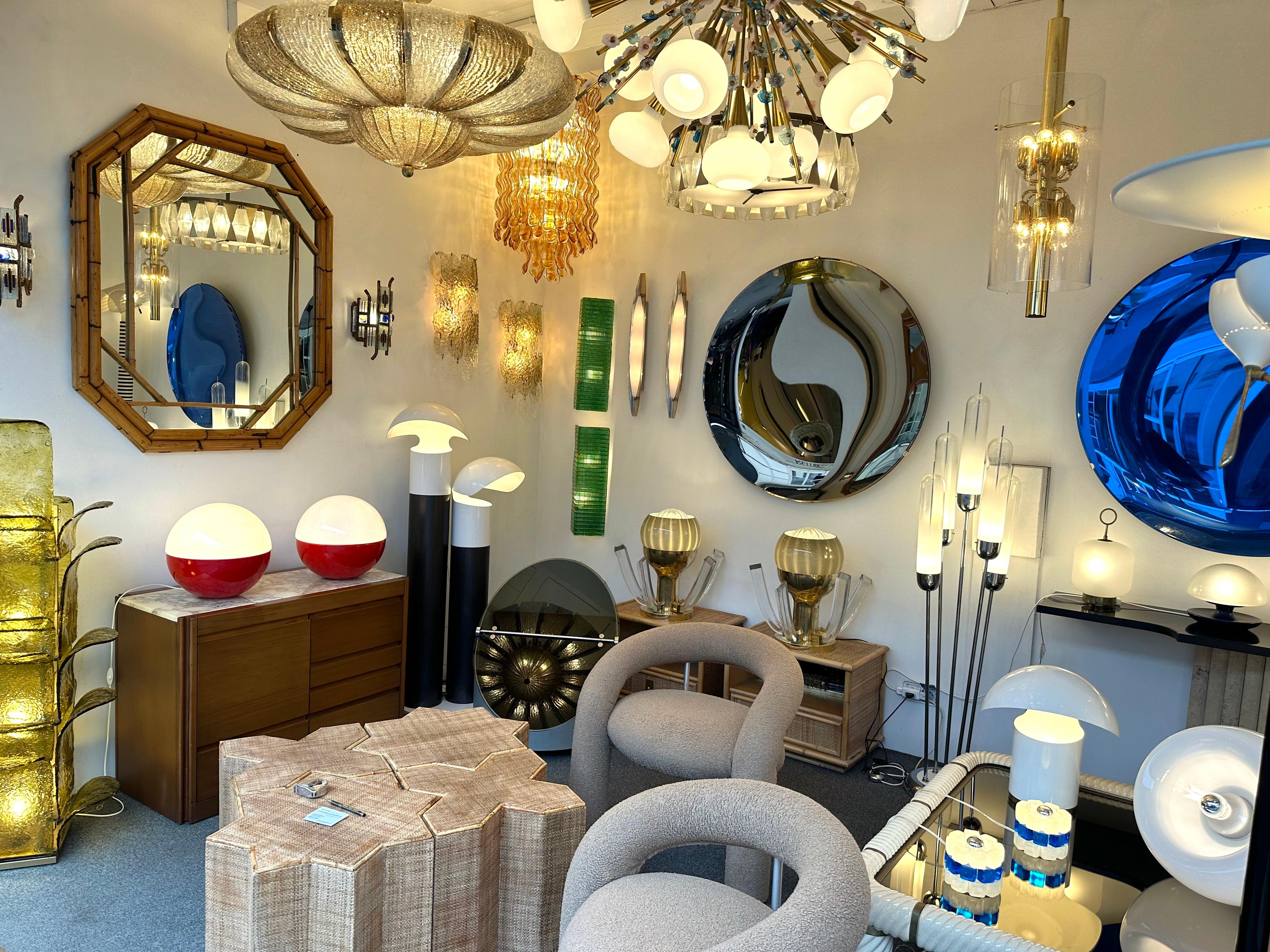 Mid-Century Modern Miroir octogonal perlé en bambou de Vivai Del Sud. Italie, 1970 en vente