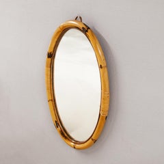 Bamboo Oval Mirror France 1950s