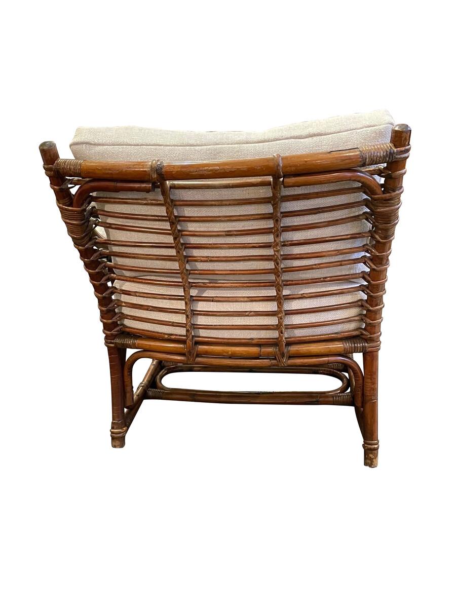 Rattan Pair His and Hers Chairs, Italy, Mid Century In Good Condition For Sale In New York, NY