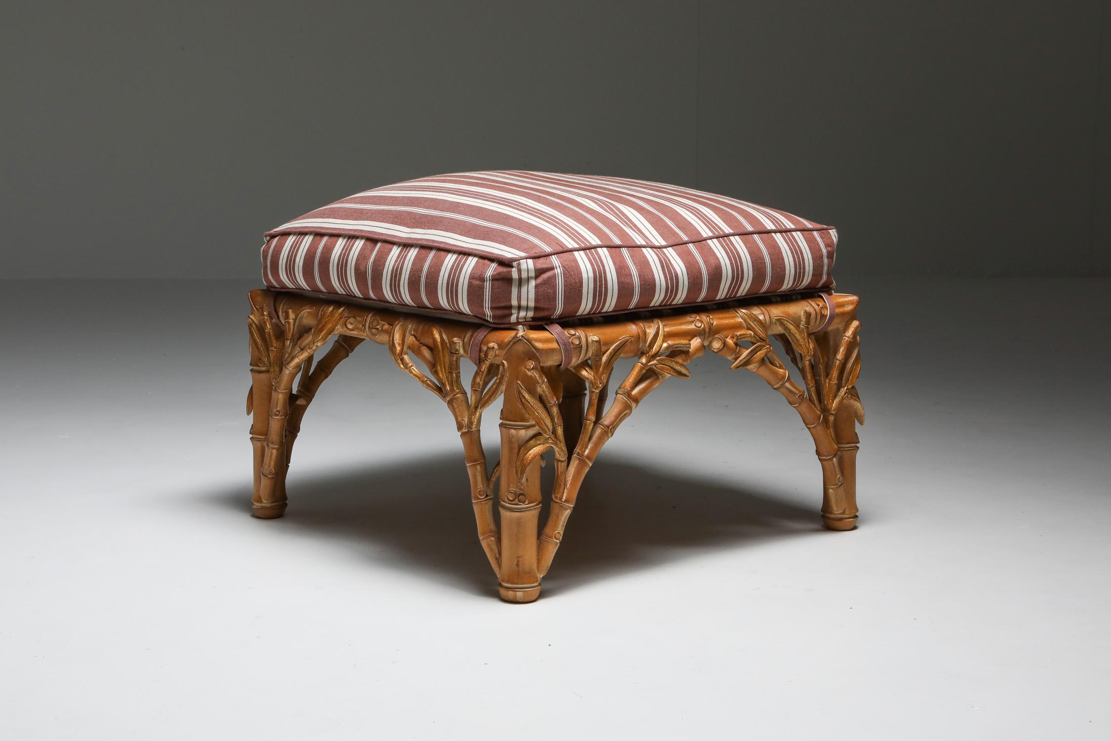 Bamboo Pair of Ottoman, Arpex, Italy, 1970s 3