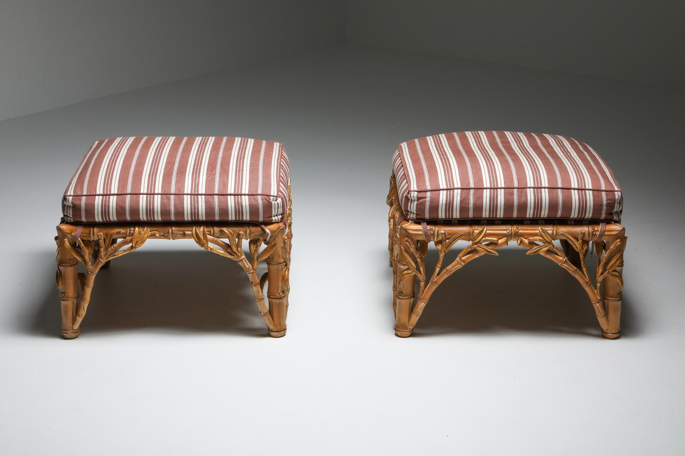Bamboo Pair of Ottoman, Arpex, Italy, 1970s In Good Condition For Sale In Antwerp, BE