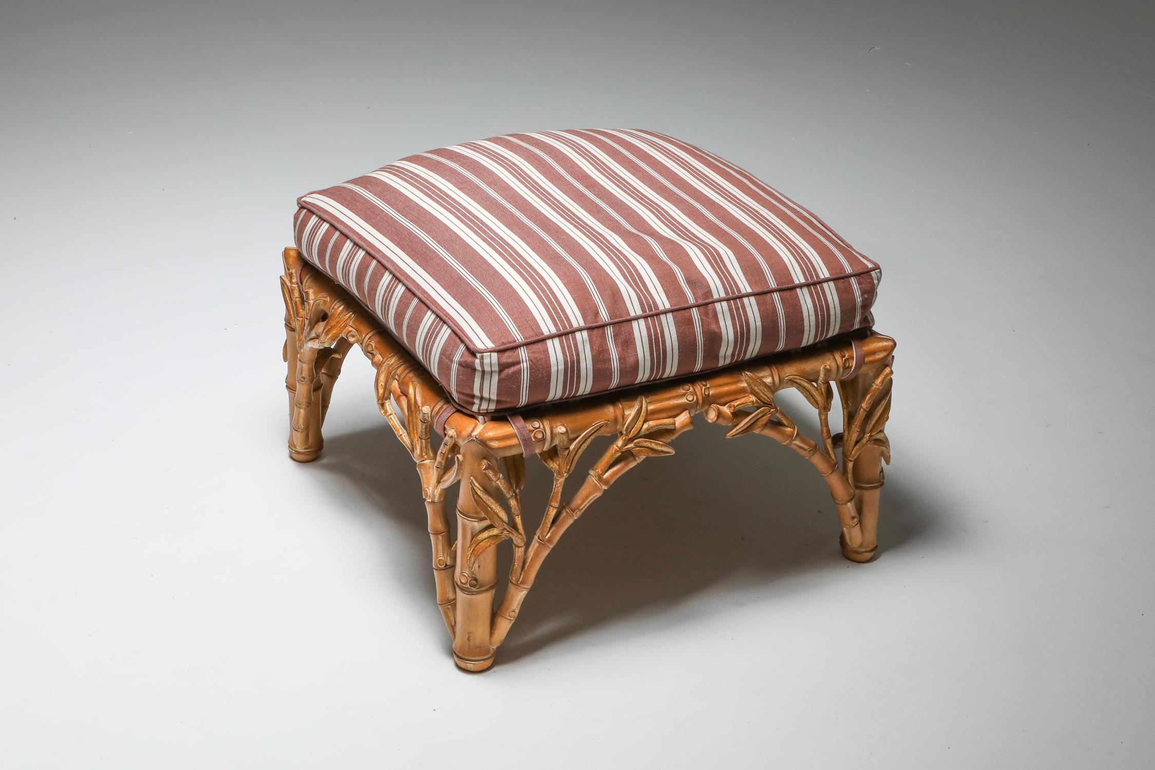 Late 20th Century Bamboo Pair of Ottoman, Arpex, Italy, 1970s